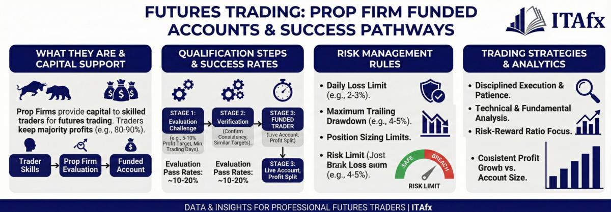 Infográfico - Prop firm funded account for futures trading: Complete 2026 guide