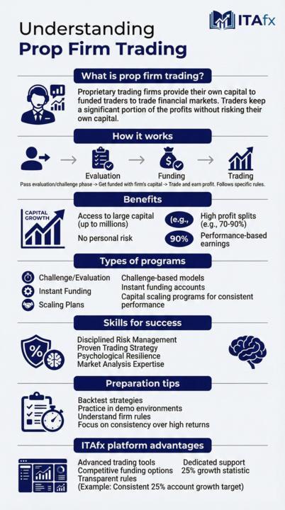 Infográfico - What is prop firm trading? Complete guide 2026 Infográfico - What is prop firm trading? Complete guide 2026